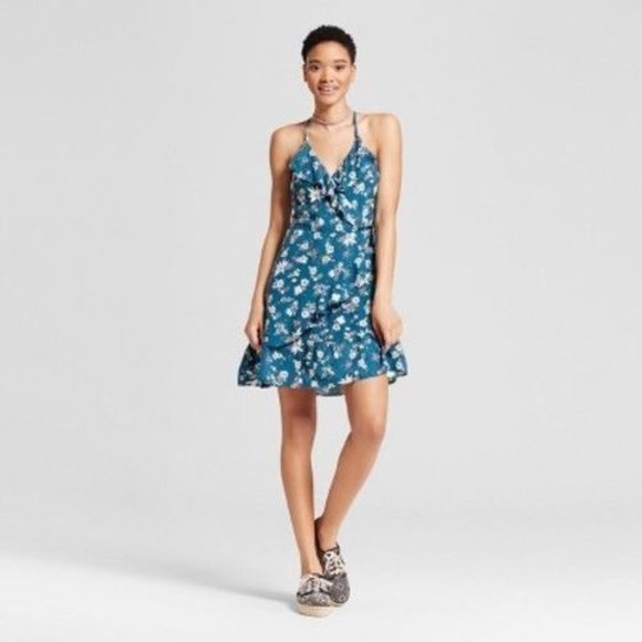 Mossimo Floral Print Ruffle Wrap Dress - Picture 2 of 9